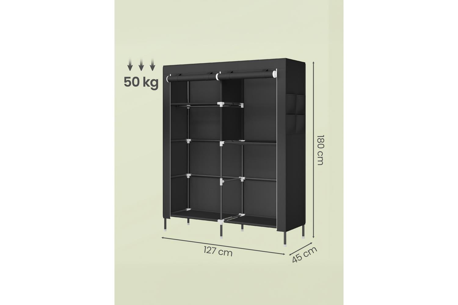 Songmics Wardrobe | Fabric Clothes Storage | Black | 45 X 127 X 180 Cm-3