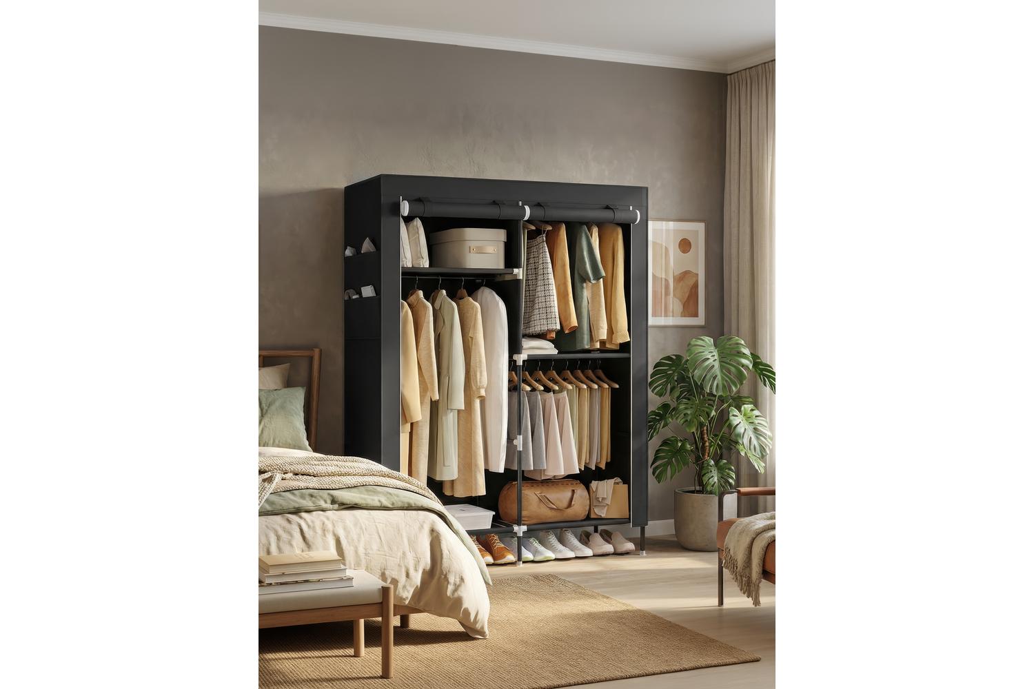 Songmics Wardrobe | Fabric Clothes Storage | Black | 45 X 127 X 180 Cm-5