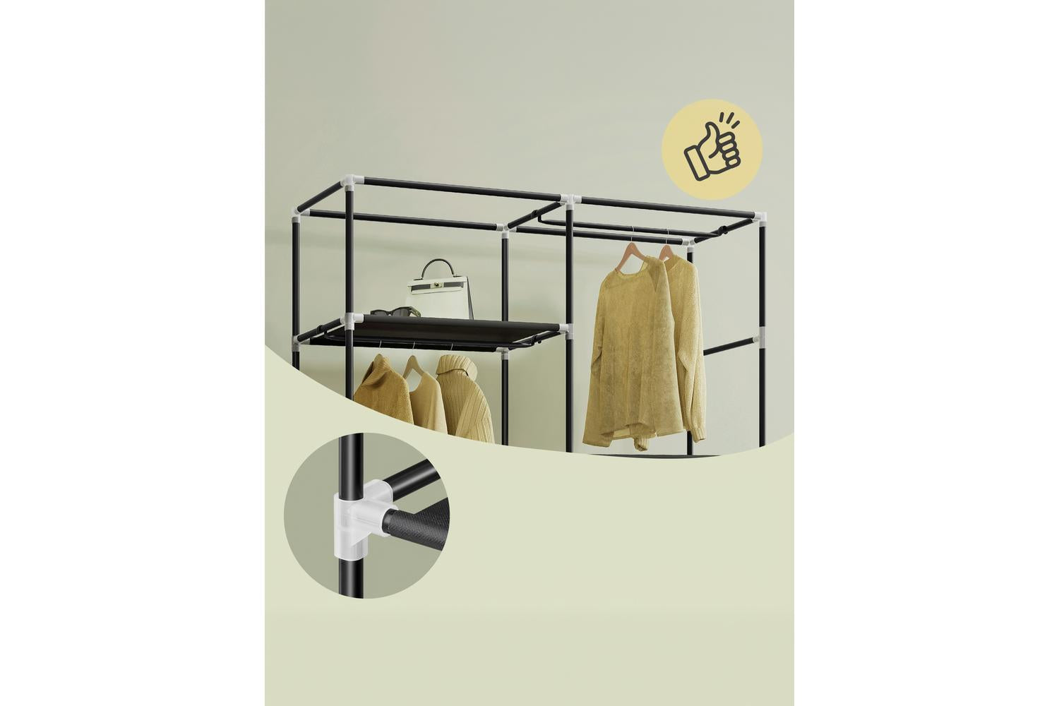 Songmics Wardrobe | Fabric Clothes Storage | Black | 45 X 127 X 180 Cm-6