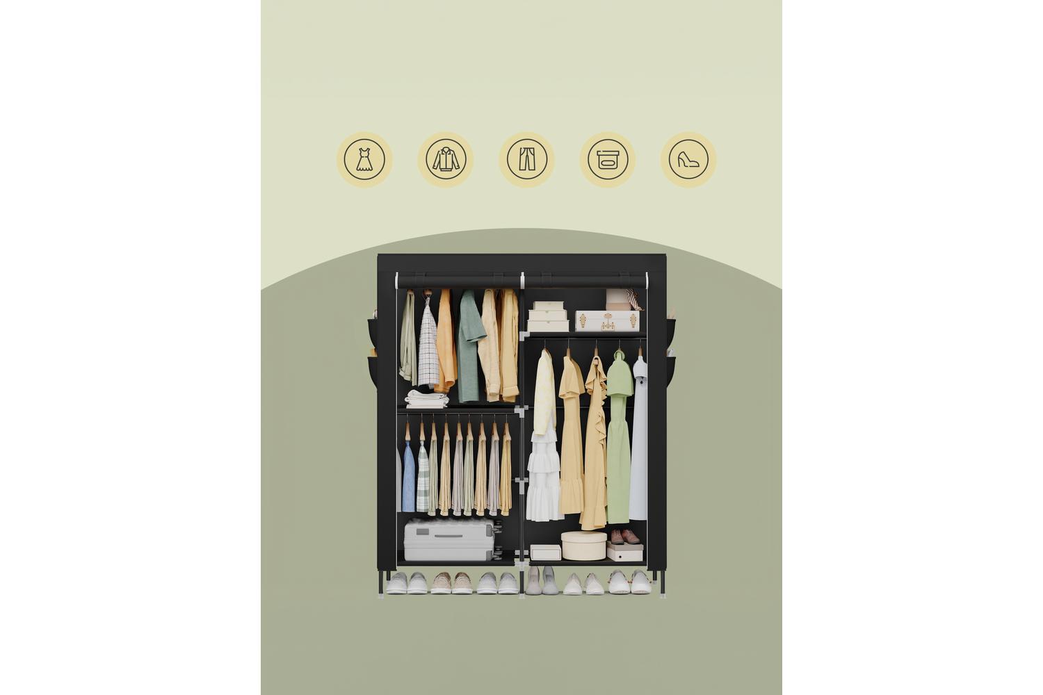 Songmics Wardrobe | Fabric Clothes Storage | Black | 45 X 127 X 180 Cm-7