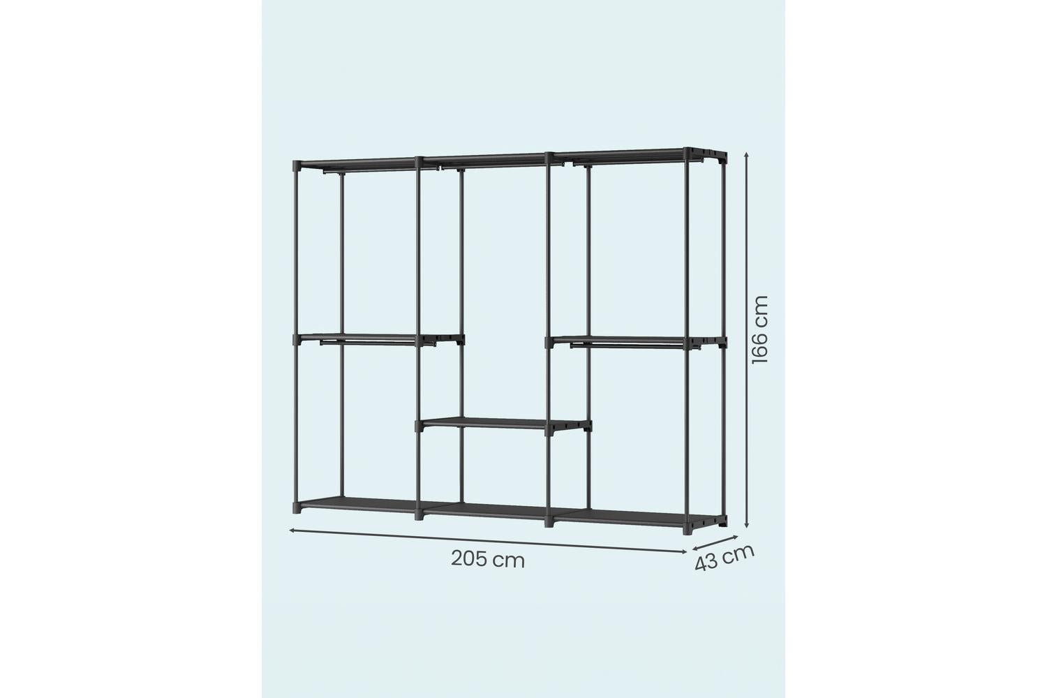 Songmics Wardrobe | Clothes Storage | Non-woven Fabric & Metal Tube | 205 X 43 X 166 Cm-3