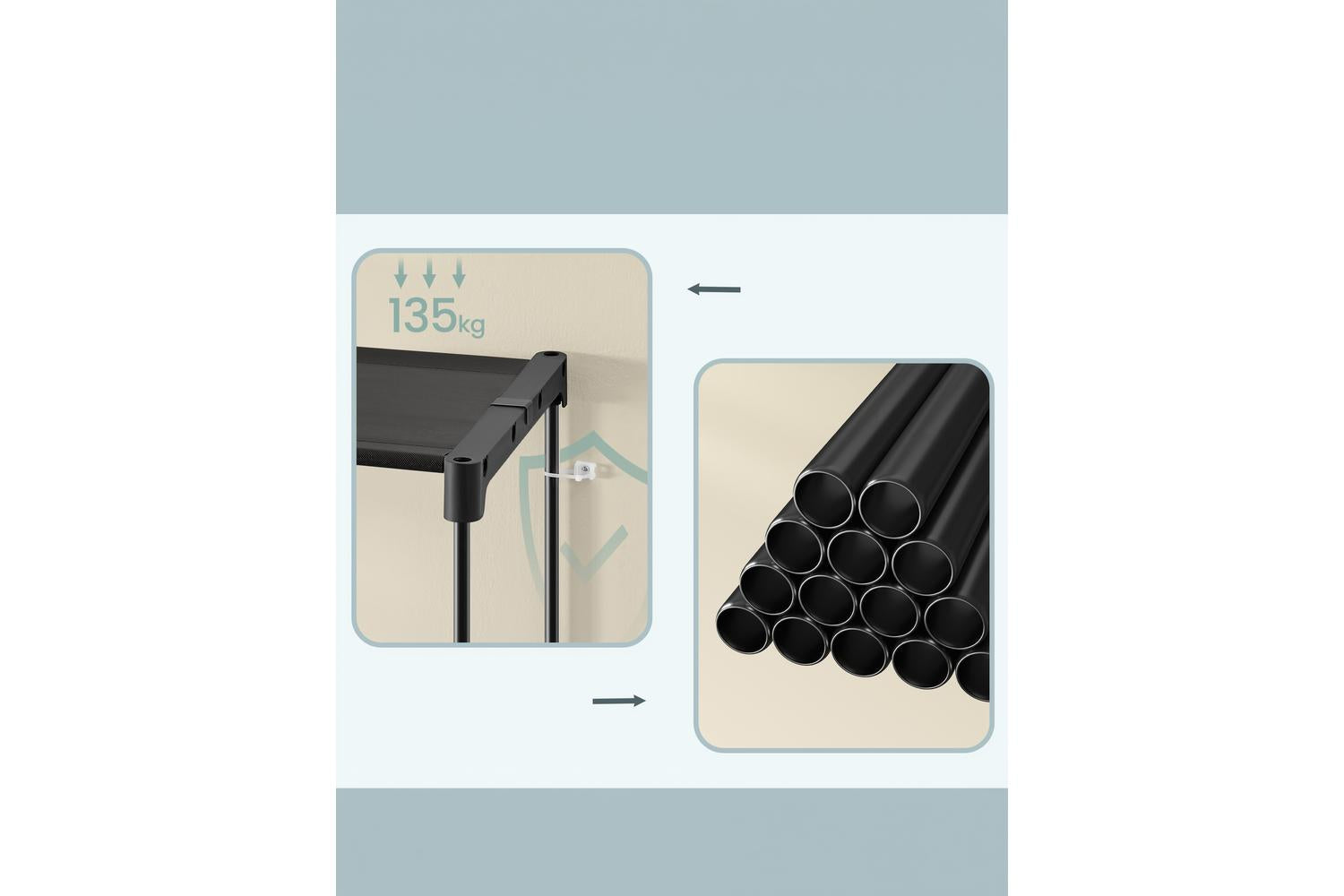 Songmics Wardrobe | Clothes Storage | Non-woven Fabric & Metal Tube | 205 X 43 X 166 Cm-6