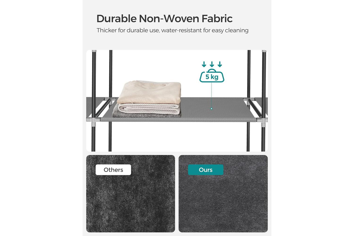 Songmics Wardrobe | Clothes Storage | Steel & Fabric | 170 X 45 X 167 Cm-5