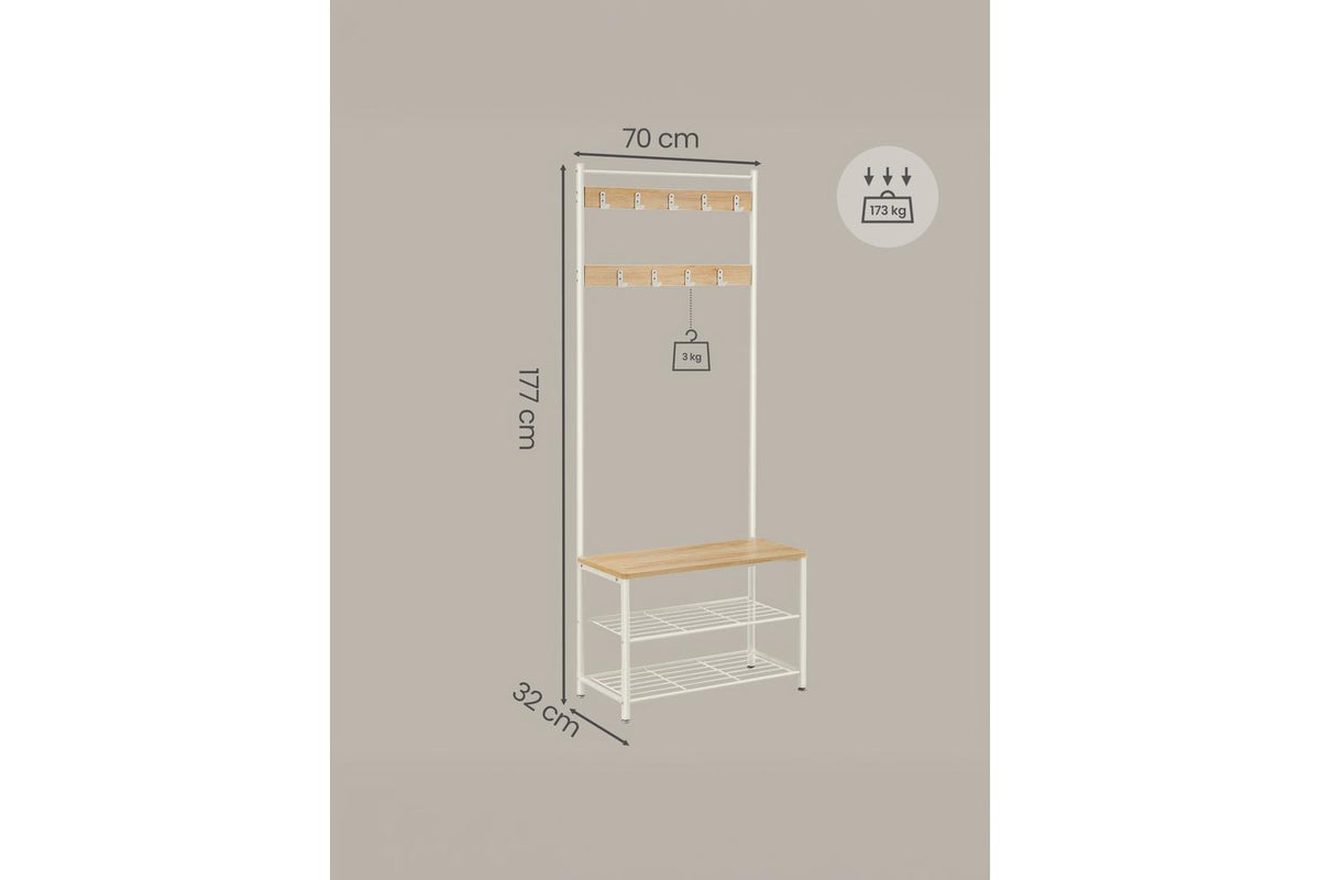 Vasagle Hall Tree | Hallway Storage Unit | Steel Frame | 3-in-1 Design-3