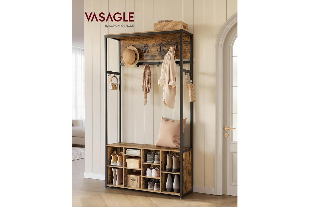 Vasagle Hall Tree | Hallway Storage Unit | Particleboard And Steel | 100 X 180 Cm-2