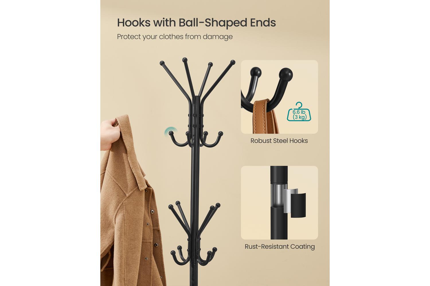 Songmics Coat Rack | Freestanding | Steel | 175cm-4