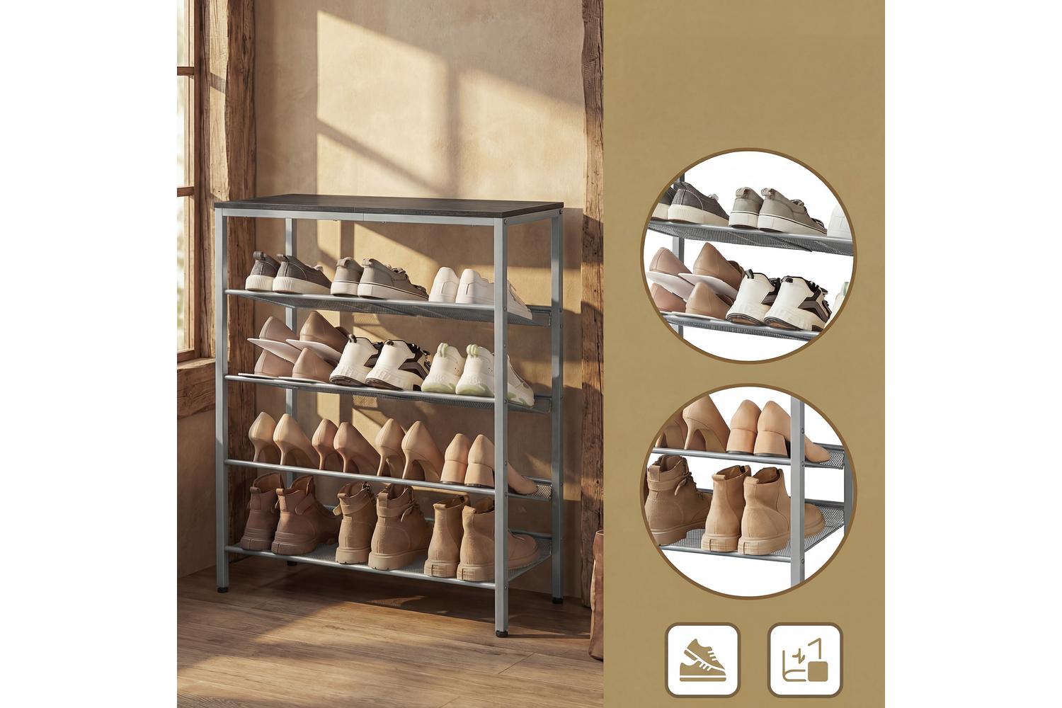 Vasagle Shoe Rack | Shoe Storage Unit | Particleboard And Steel | 5 Tier-6