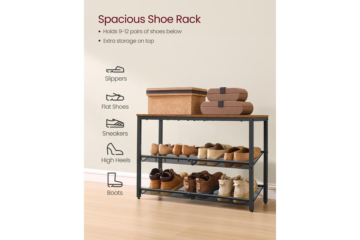 Vasagle Shoe Rack | Shoe Storage | Particleboard And Steel | 3-tier-3