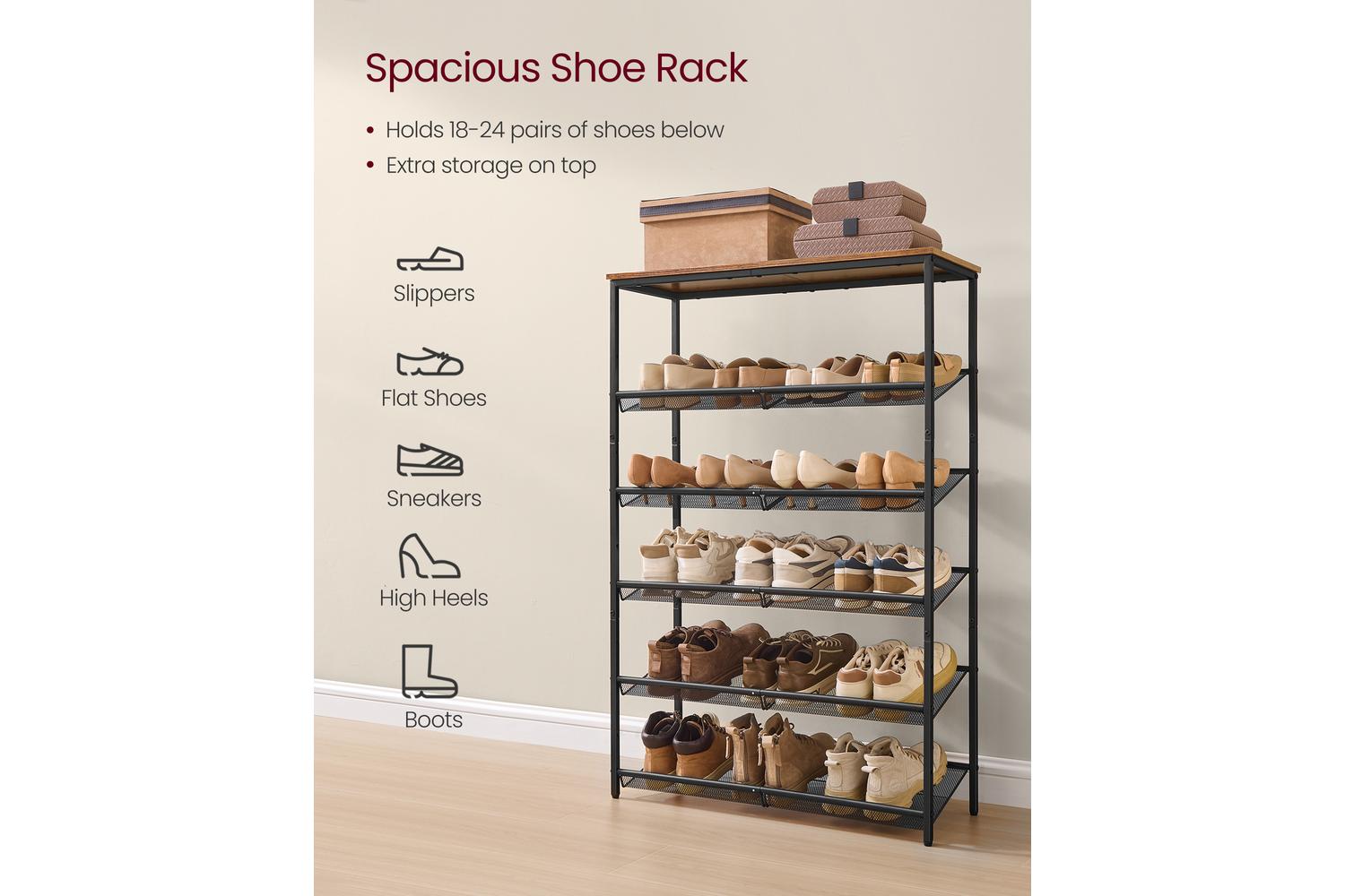 Vasagle Shoe Rack | Shoe Storage Rack | Particleboard And Steel | 6 Shelves-3