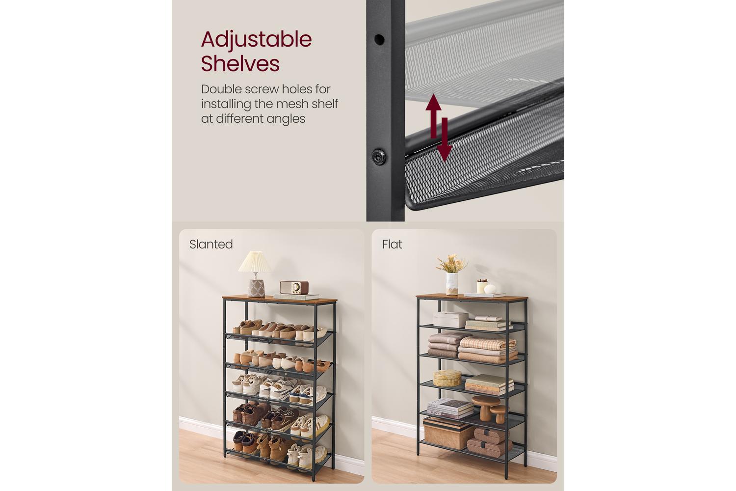 Vasagle Shoe Rack | Shoe Storage Rack | Particleboard And Steel | 6 Shelves-5