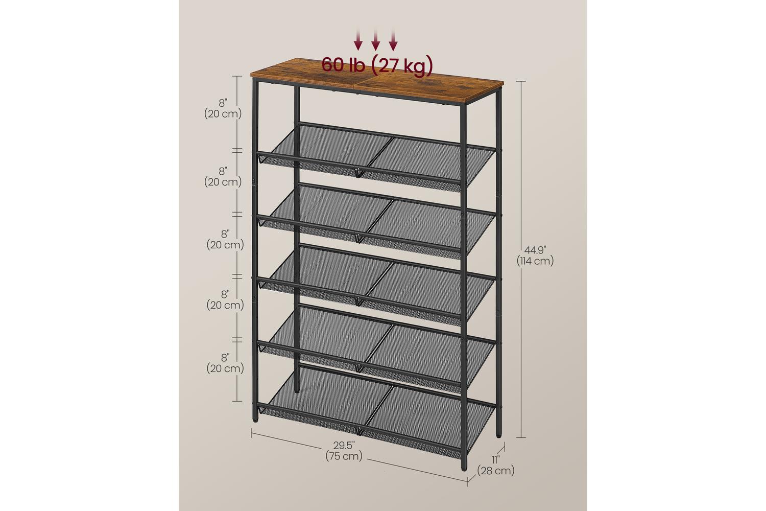 Vasagle Shoe Rack | Shoe Storage Rack | Particleboard And Steel | 6 Shelves-6