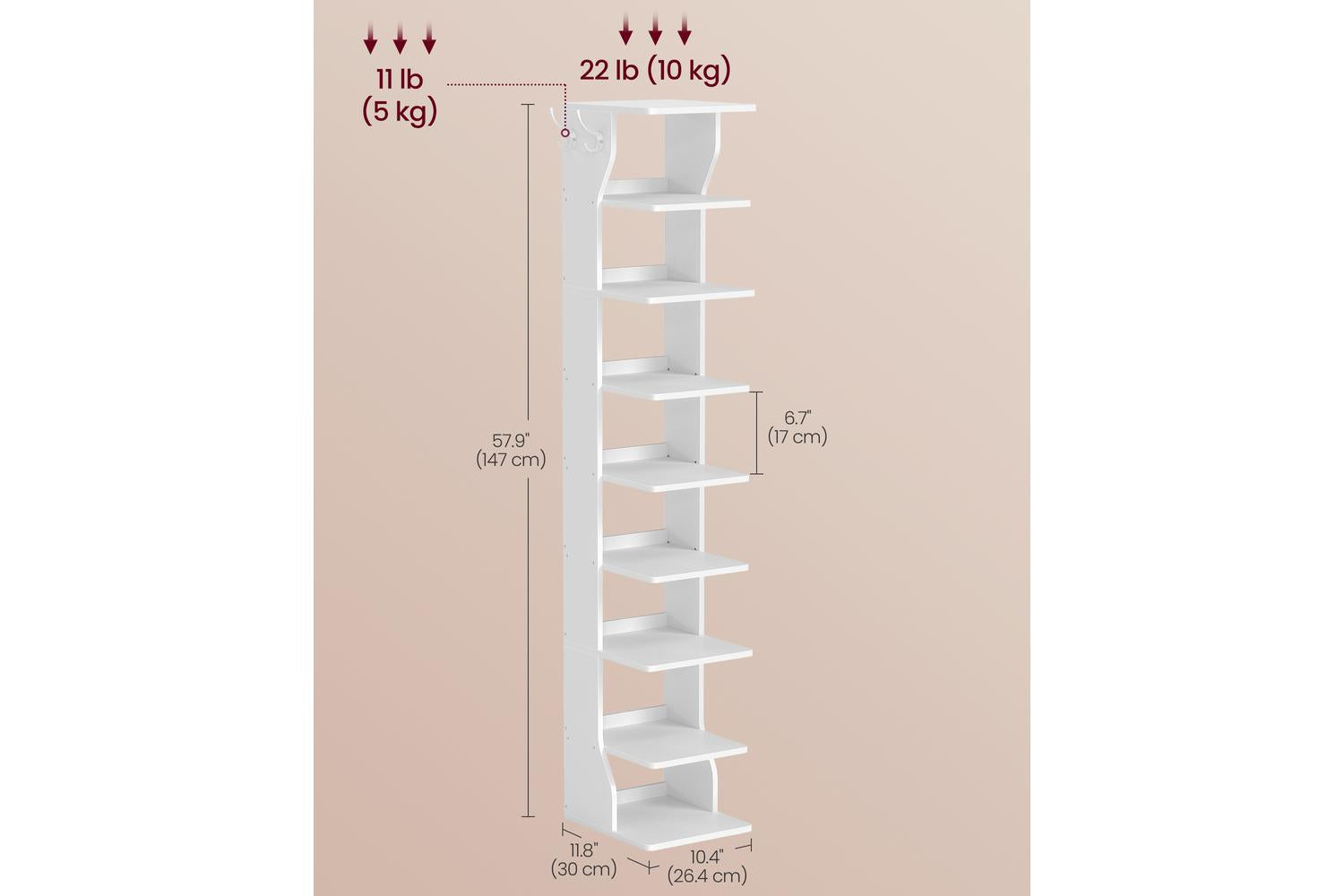 Vasagle Shoe Rack | Tall Slim Shoe Organiser | Particleboard | 9-tier-7