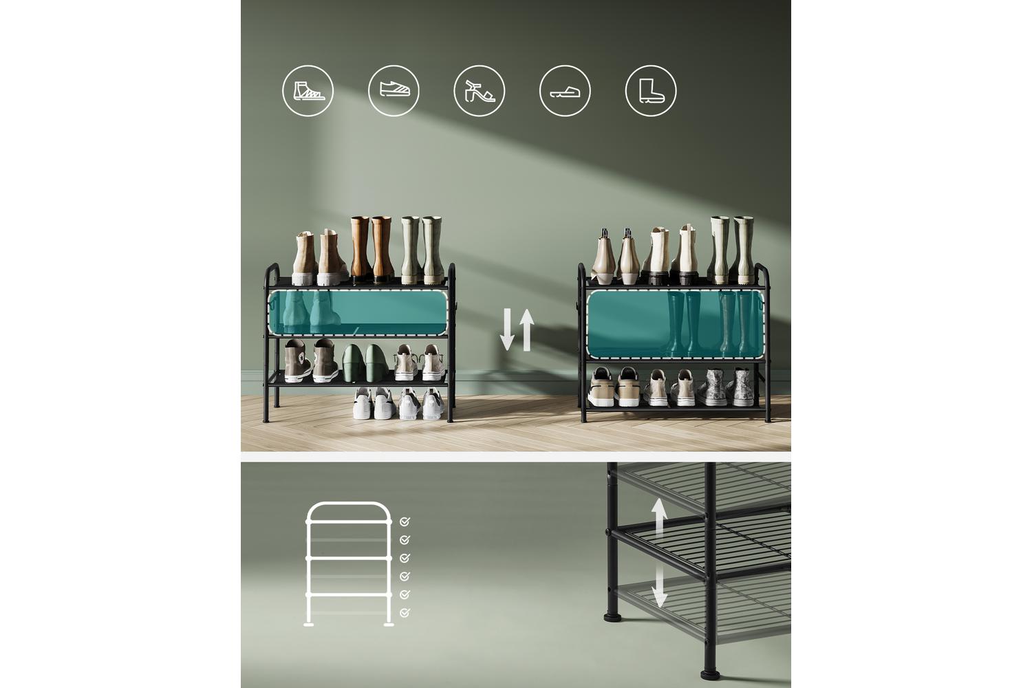 Songmics Shoe Rack | Shoe Storage Shelf | Steel | 11"d X 26.7"w X 20.8"h-3