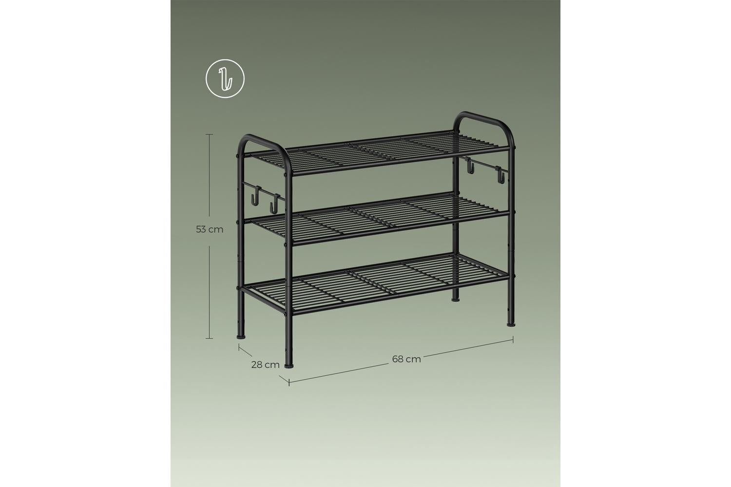 Songmics Shoe Rack | Shoe Storage Shelf | Steel | 11"d X 26.7"w X 20.8"h-5