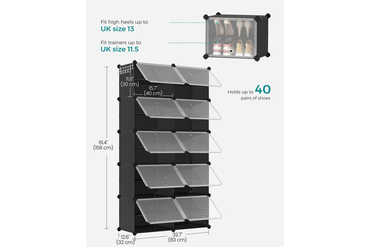 Songmics Shoe Rack | Shoe Storage Organiser | Plastic | Large-3