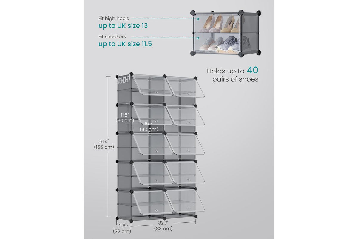 Songmics Shoe Rack | Shoe Storage Cabinet | Plastic & Steel | Large-3
