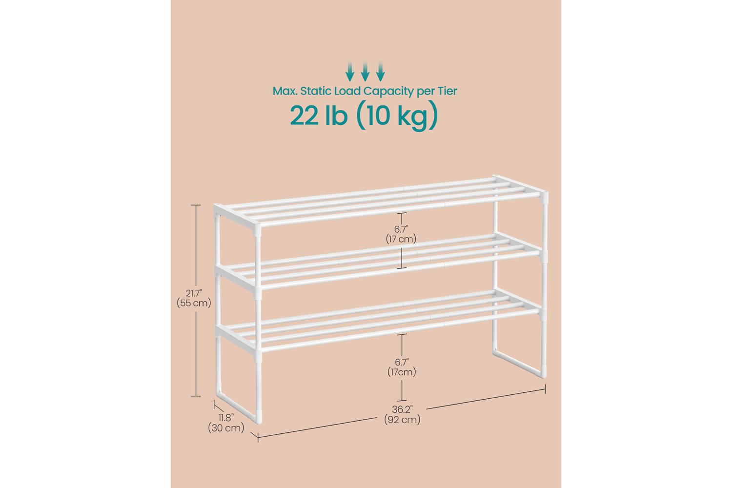 Songmics Shoe Rack | Shoe Organiser | Metal & Plastic | 3-tier-6