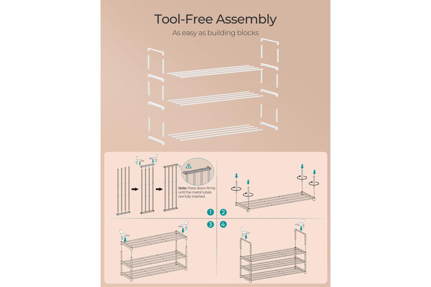 Songmics Shoe Rack | Shoe Organiser | Metal & Plastic | 3-tier-7