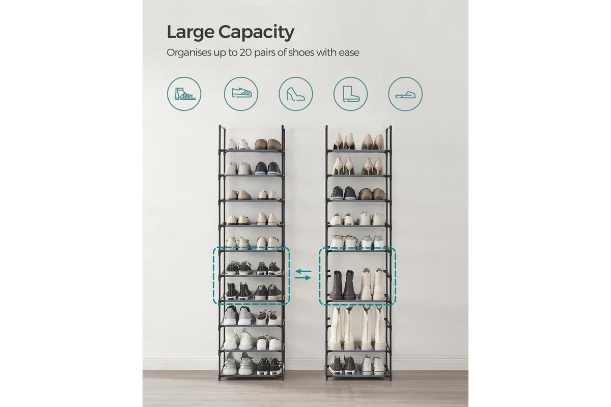 Songmics Shoe Rack | Shoe Storage Organiser | Metal & Non-woven Fabric | 10-tier-3