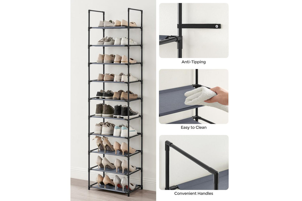 Songmics Shoe Rack | Shoe Storage Organiser | Metal & Non-woven Fabric | 10-tier-6