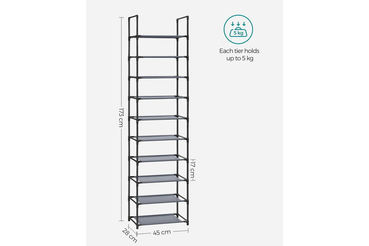 Songmics Shoe Rack | Shoe Storage Organiser | Metal & Non-woven Fabric | 10-tier-7