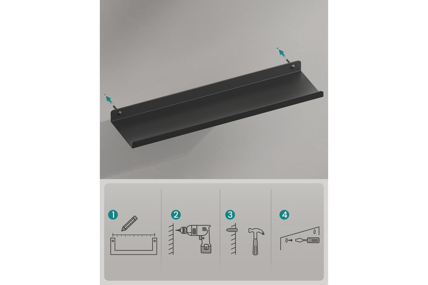 Songmics Wall Shelf | Wall Shelf | Powder-coated Steel | 40 Cm-4