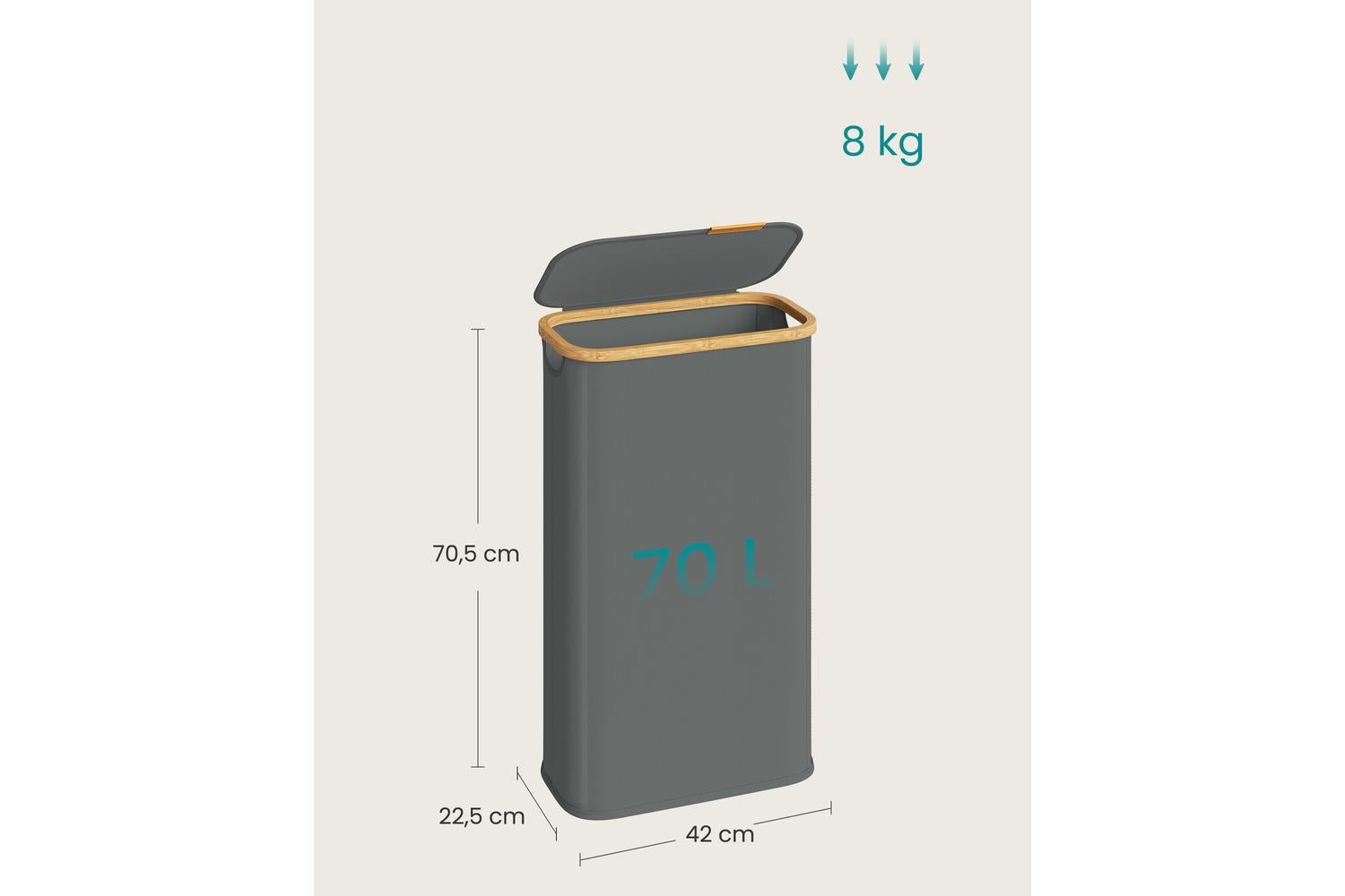 Songmics Hamper | Laundry Hamper | Bamboo Frame | 70 Litre-6