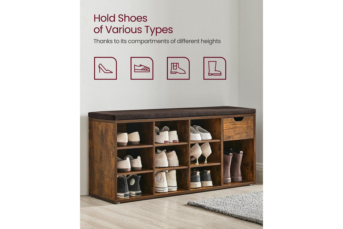 Vasagle Shoe Bench | Storage Bench | Wood Chipboard Mdf | 104cm-5