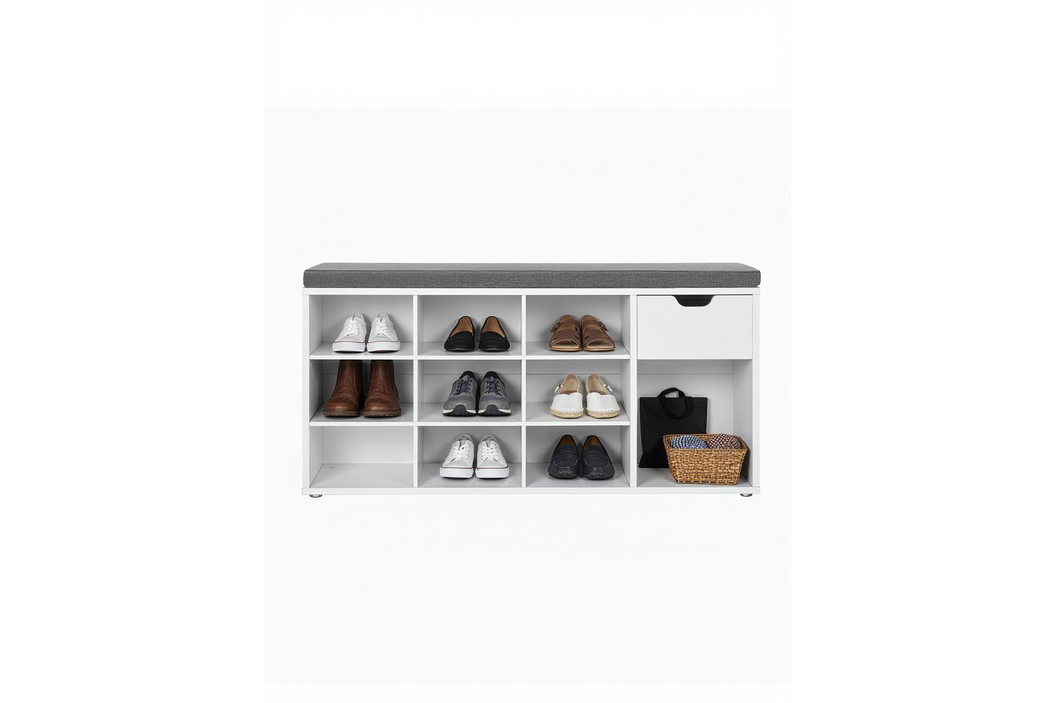Vasagle Shoe Bench | Storage Bench | Chipboard & Imitation Linen | 104 X 30 X 48 Cm-2