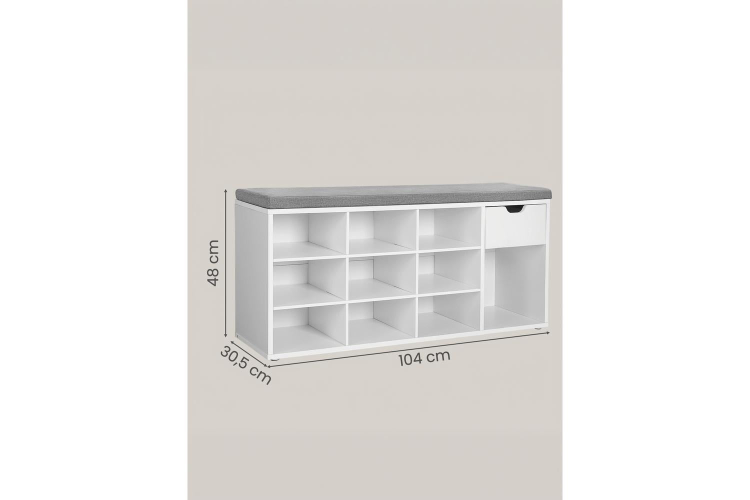 Vasagle Shoe Bench | Storage Bench | Chipboard & Imitation Linen | 104 X 30 X 48 Cm-3