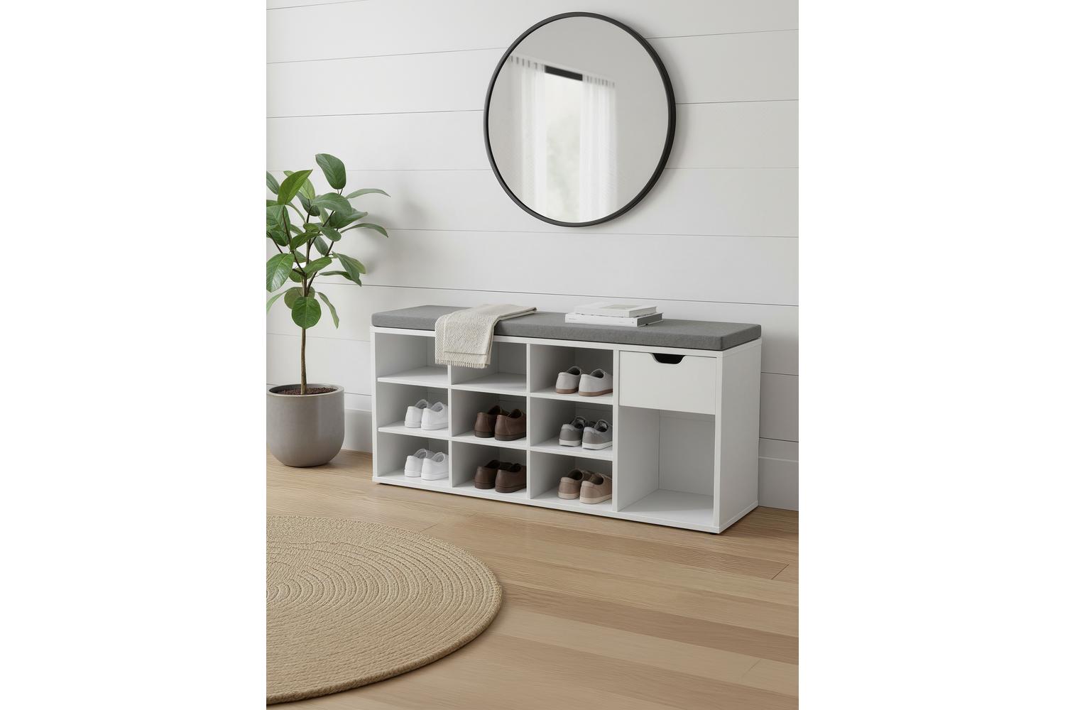 Vasagle Shoe Bench | Storage Bench | Chipboard & Imitation Linen | 104 X 30 X 48 Cm-4