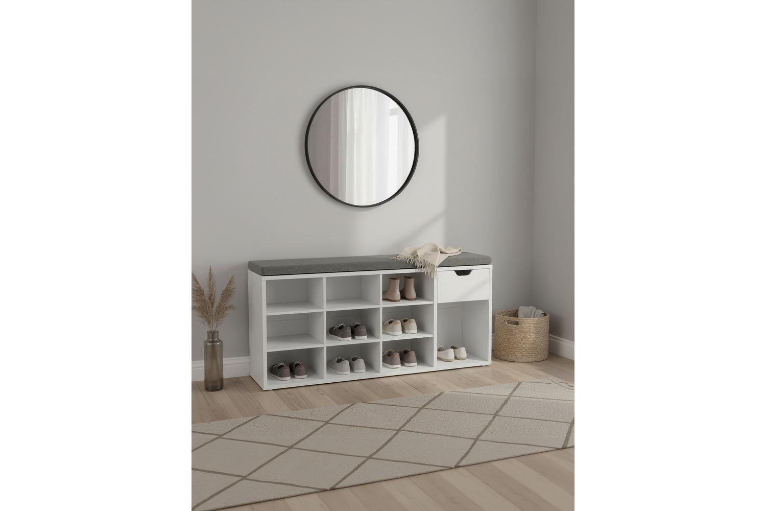 Vasagle Shoe Bench | Storage Bench | Chipboard & Imitation Linen | 104 X 30 X 48 Cm-5