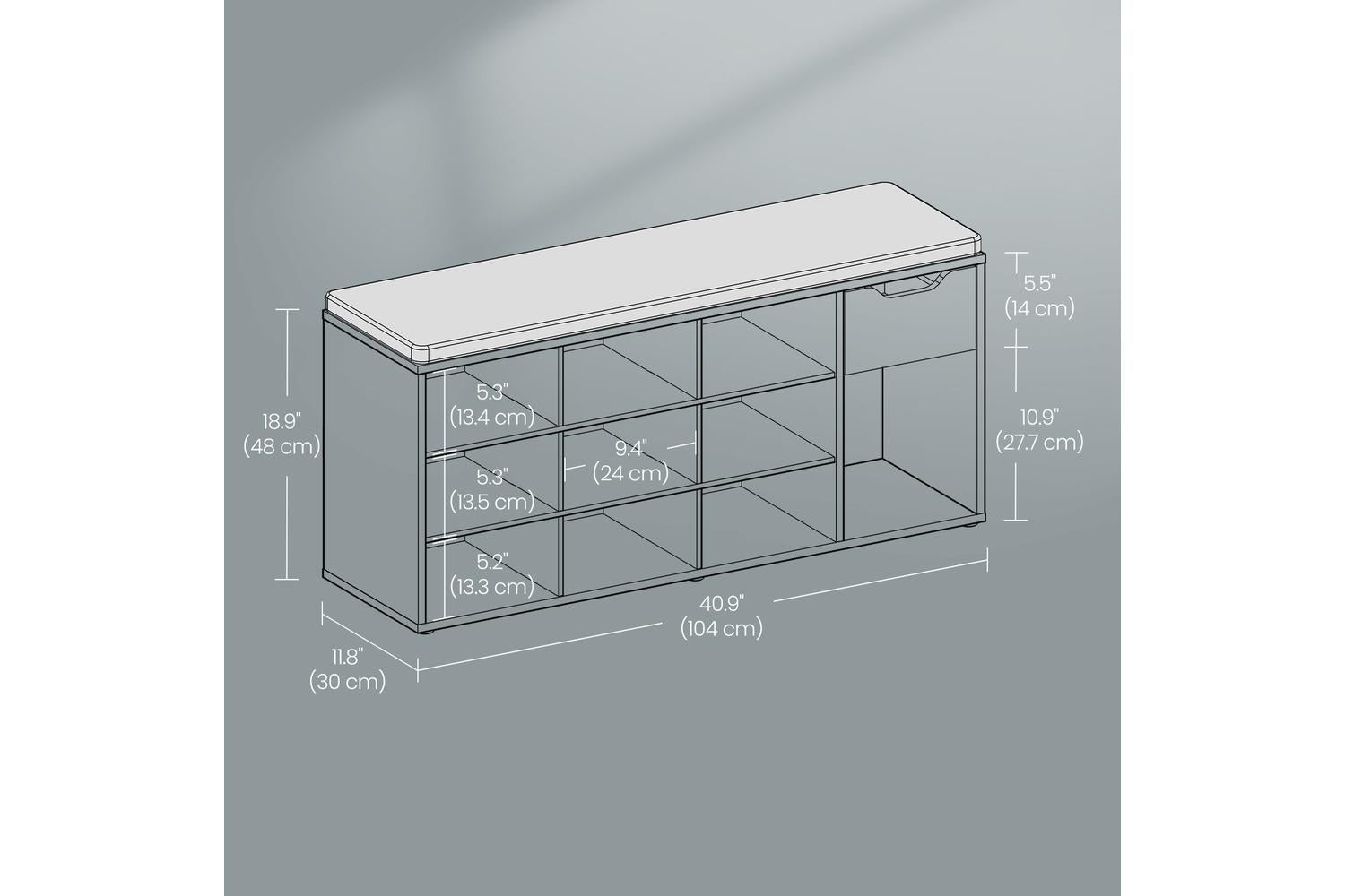 Vasagle Shoe Bench | Storage Bench | Particleboard Mdf | 104cm-5