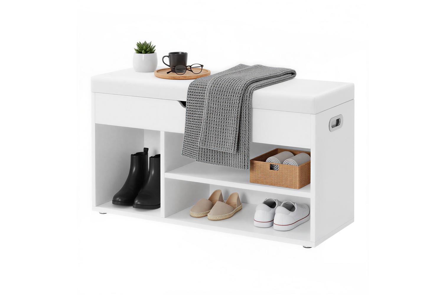 Vasagle Shoe Bench | Storage Bench | Particleboard & Pu Leather | 80cm-2