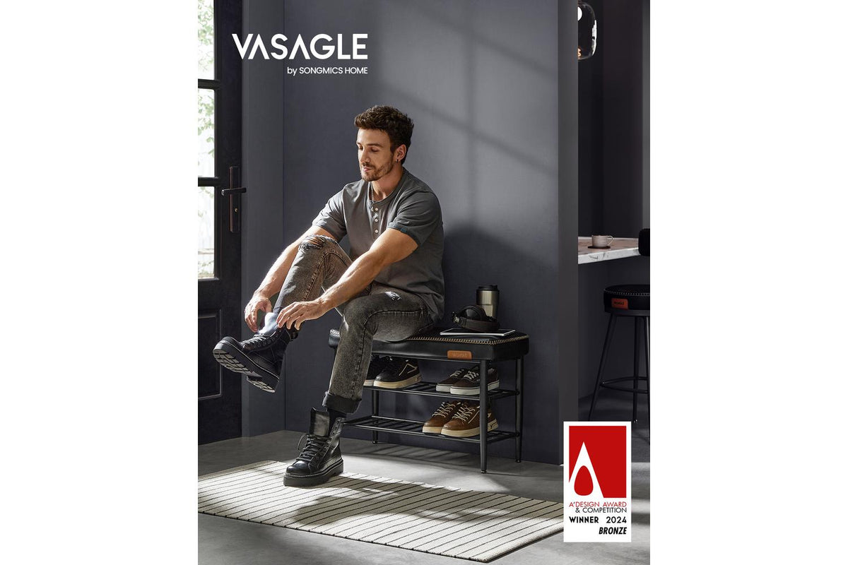 Vasagle Shoe Bench | Padded Faux Leather | Black | 80cm-2