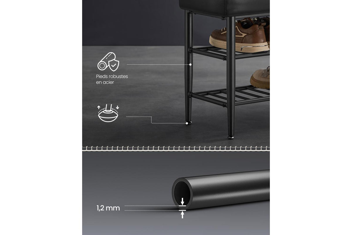 Vasagle Shoe Bench | Padded Faux Leather | Black | 80cm-5