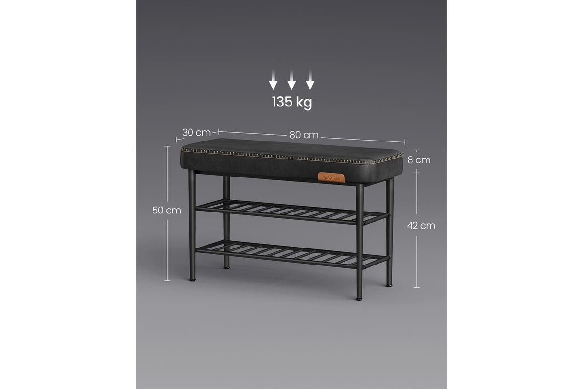 Vasagle Shoe Bench | Padded Faux Leather | Black | 80cm-7