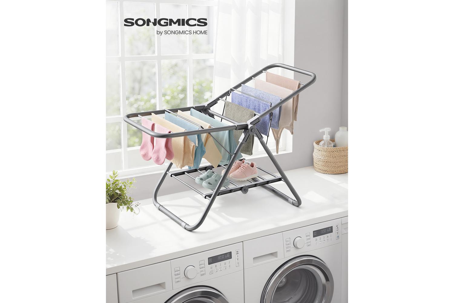 Songmics Clothes Drying Rack | Clothes Airer | Steel | Adjustable-2