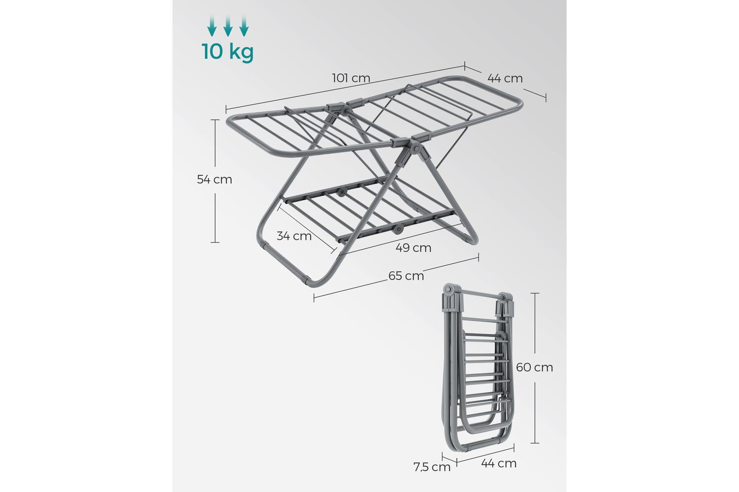 Songmics Clothes Drying Rack | Clothes Airer | Steel | Adjustable-3