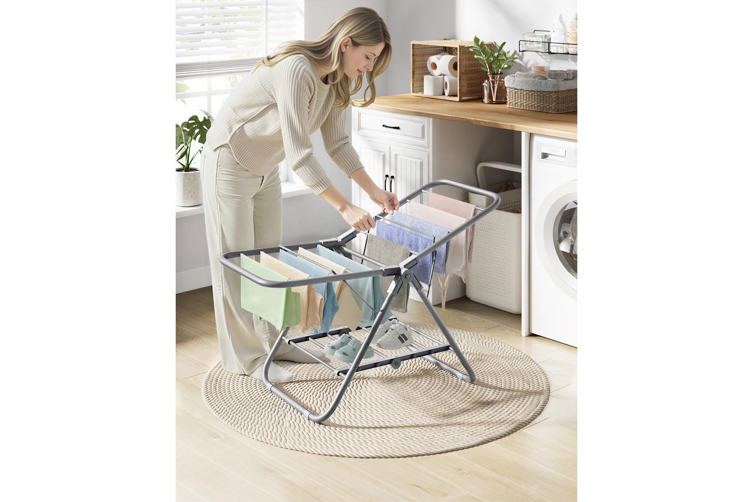 Songmics Clothes Drying Rack | Clothes Airer | Steel | Adjustable-4