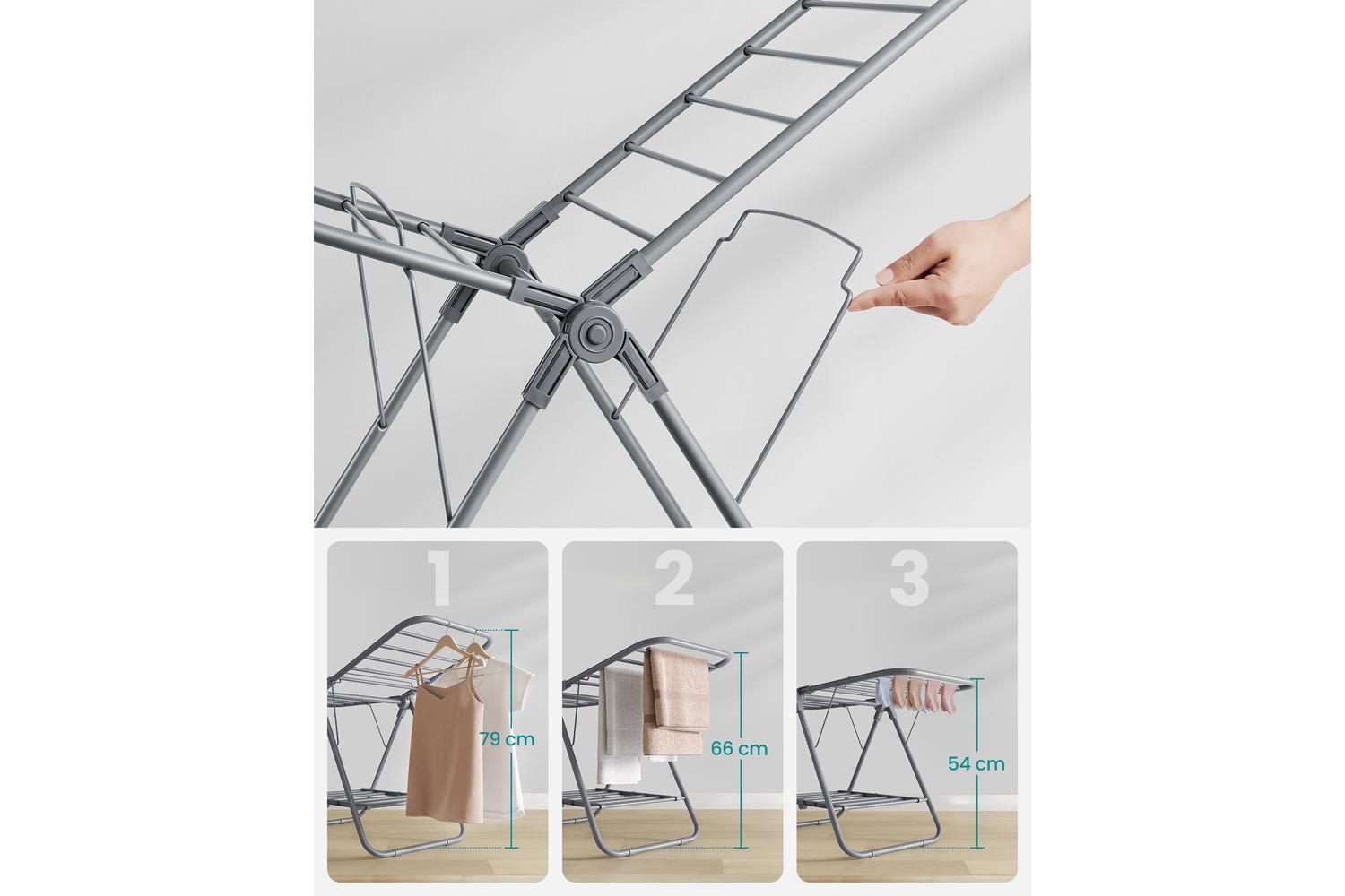 Songmics Clothes Drying Rack | Clothes Airer | Steel | Adjustable-6
