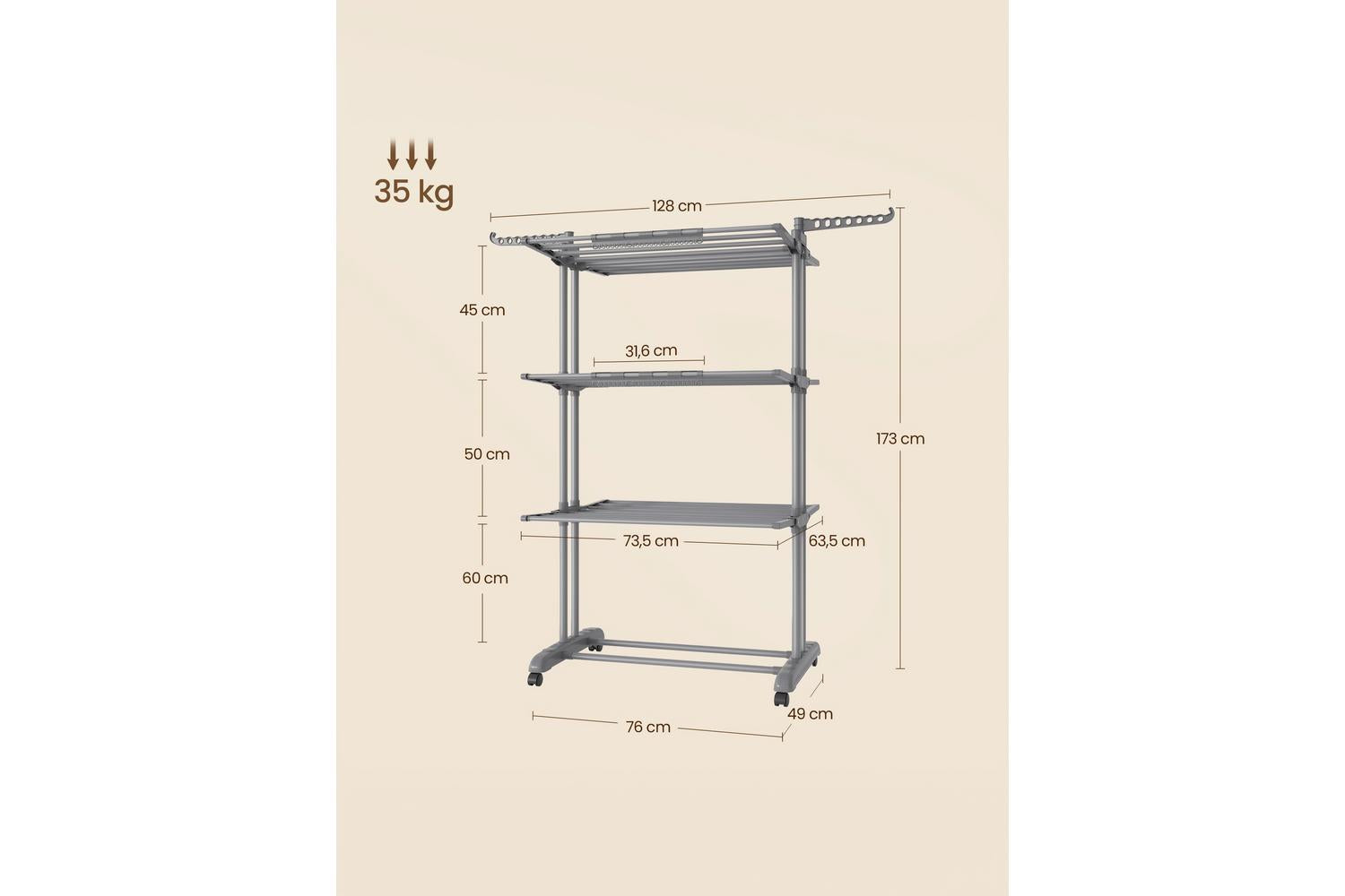 Songmics Clothes Drying Rack | Clothes Drying Rack | Stainless Steel | Large-3