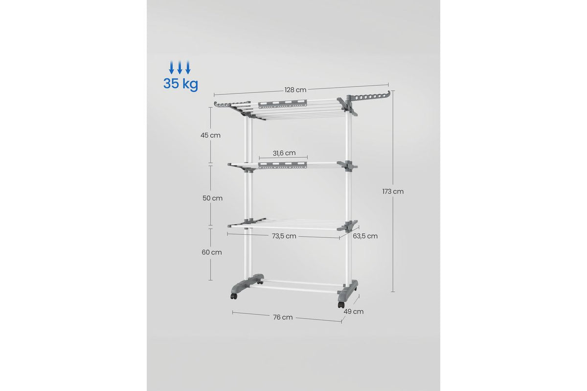 Songmics Clothes Drying Rack | Clothes Airer | Steel | Large-3