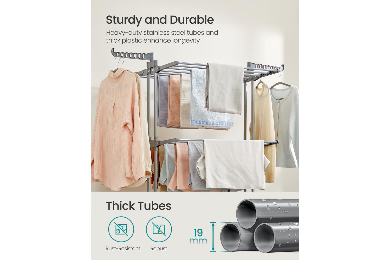 Songmics Clothes Drying Rack | Clothes Airer | Stainless Steel | Large-4