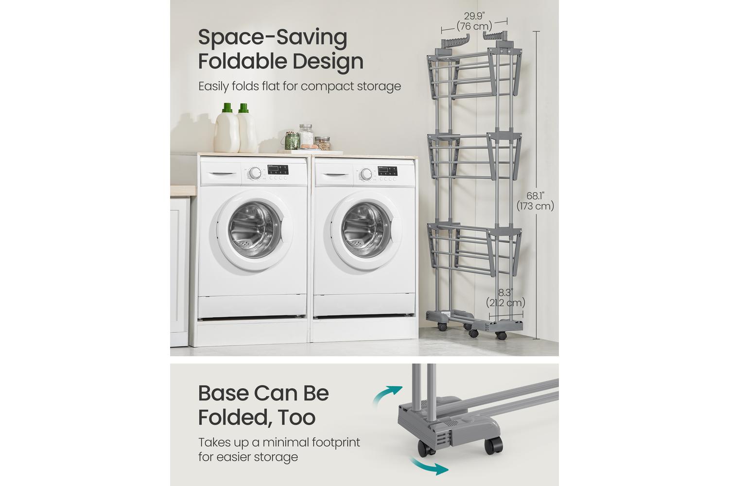 Songmics Clothes Drying Rack | Clothes Airer | Stainless Steel | Large-6