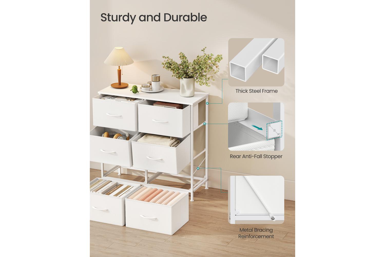 Songmics | Chest Of Drawer | 6 Drawer | White-6