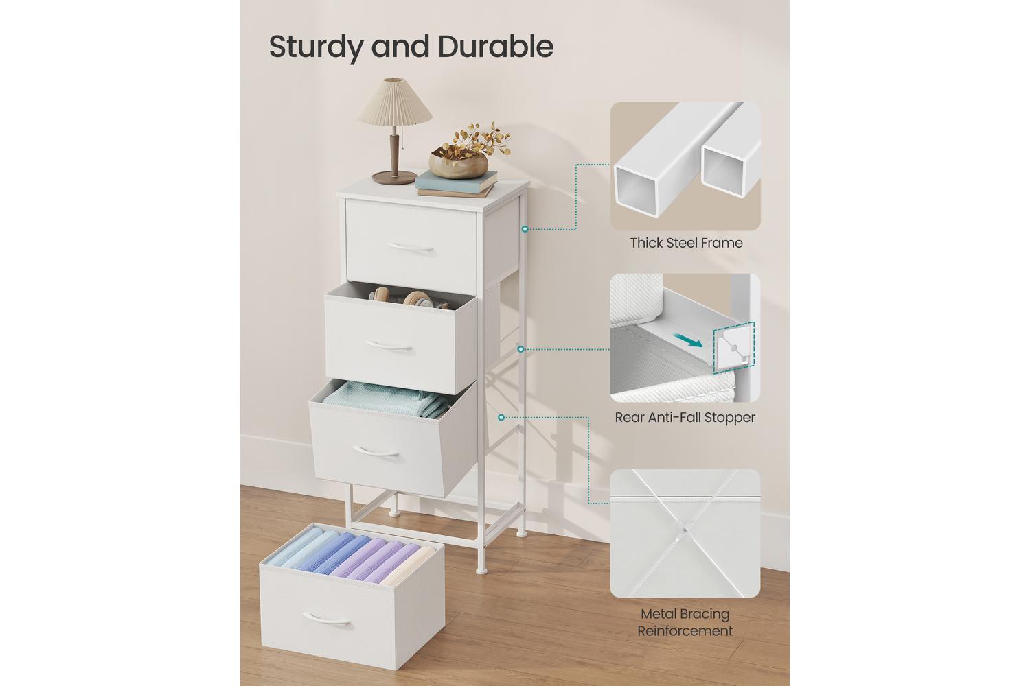 Songmics | Chest Of Drawers | 4 Drawer | White-6