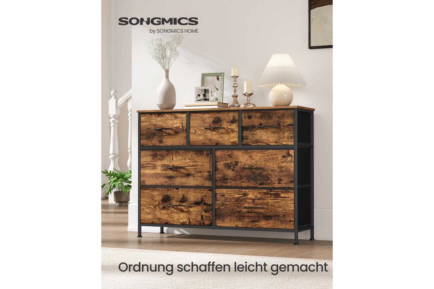 Songmics | Chest Of Drawer | 4 Large & 3 Small Drawers | Rustic Brown-2