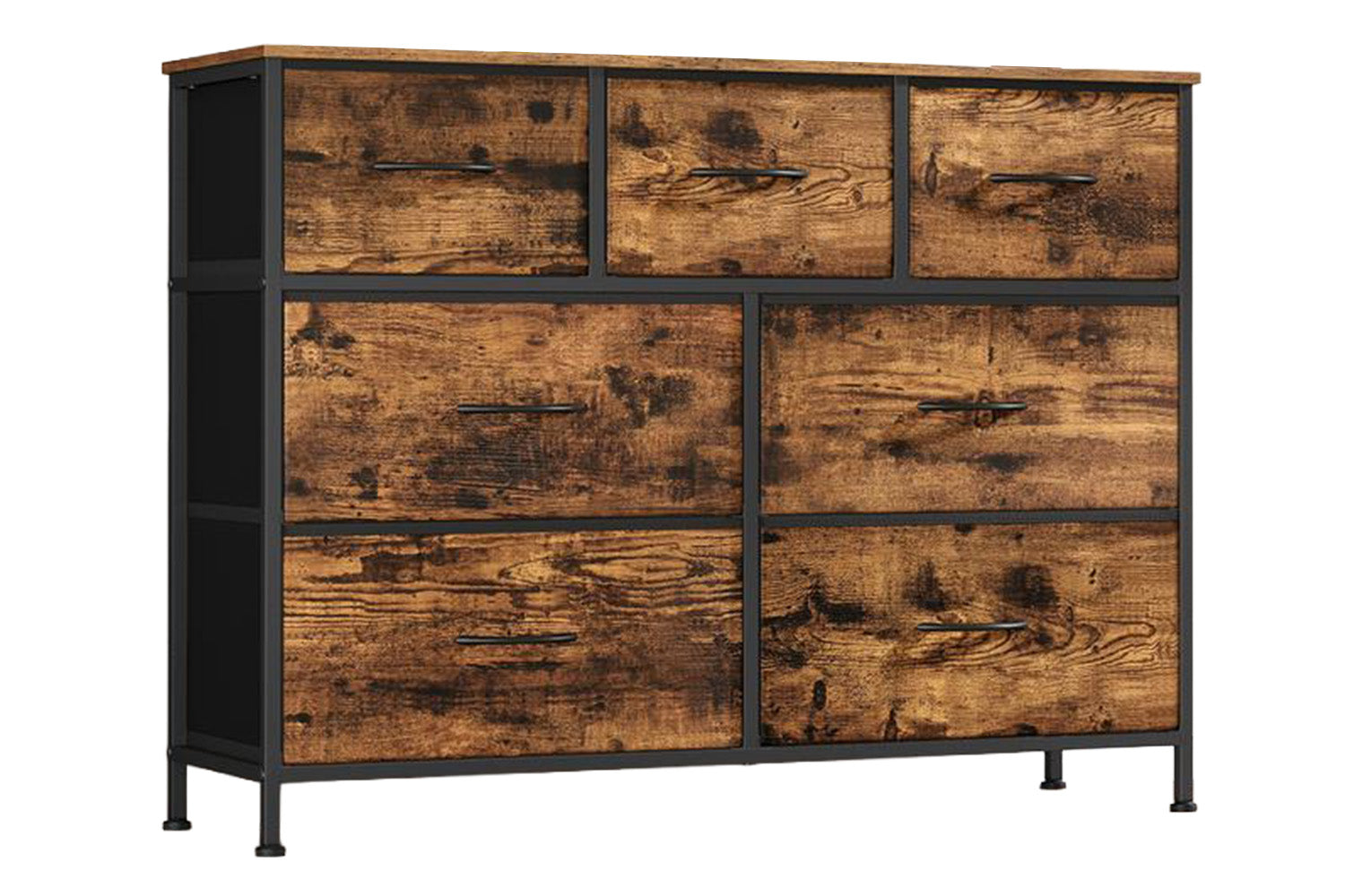 Songmics | Chest Of Drawer | 4 Large & 3 Small Drawers | Rustic Brown
