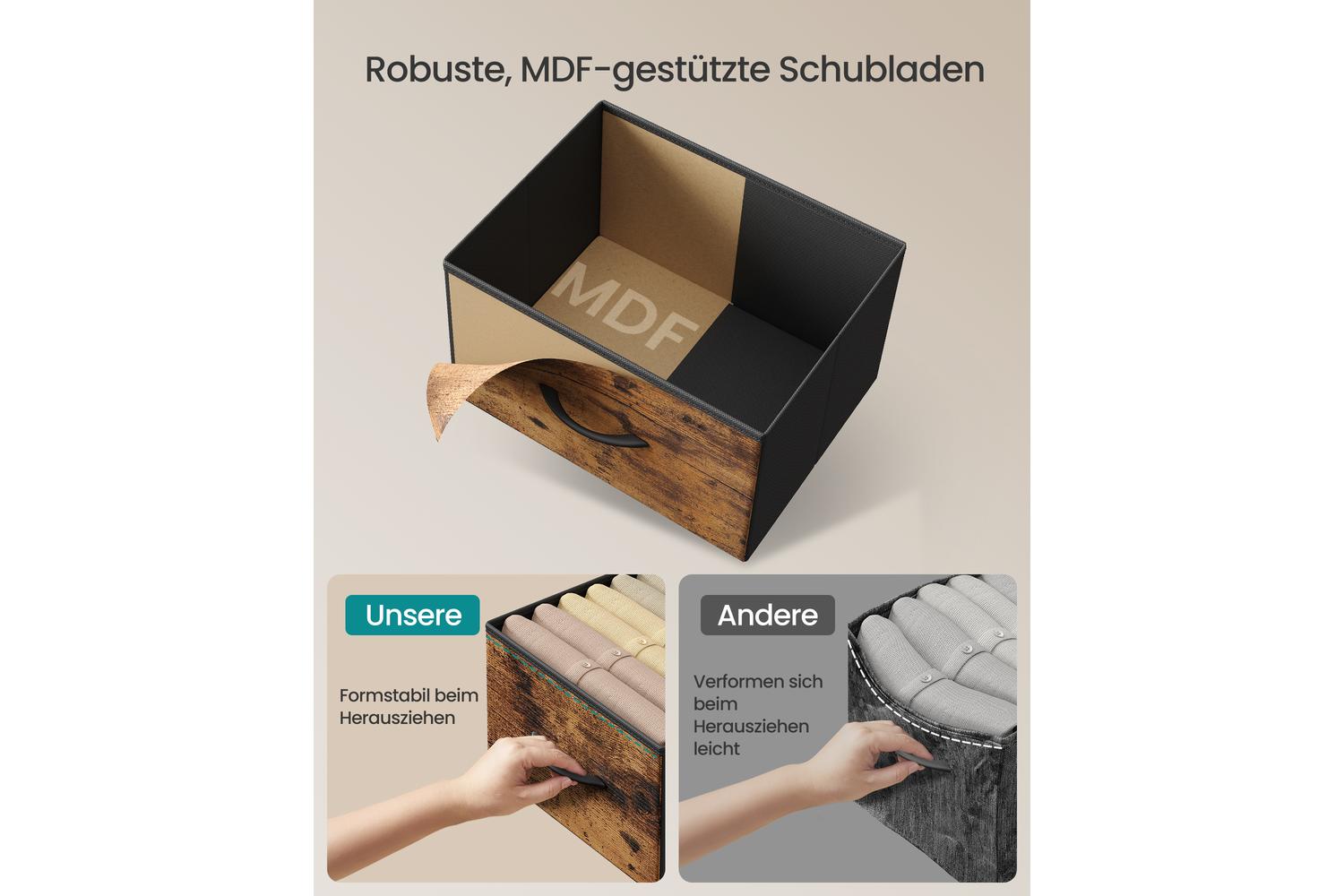 Songmics | Chest Of Drawer | 4 Large & 3 Small Drawers | Rustic Brown-4